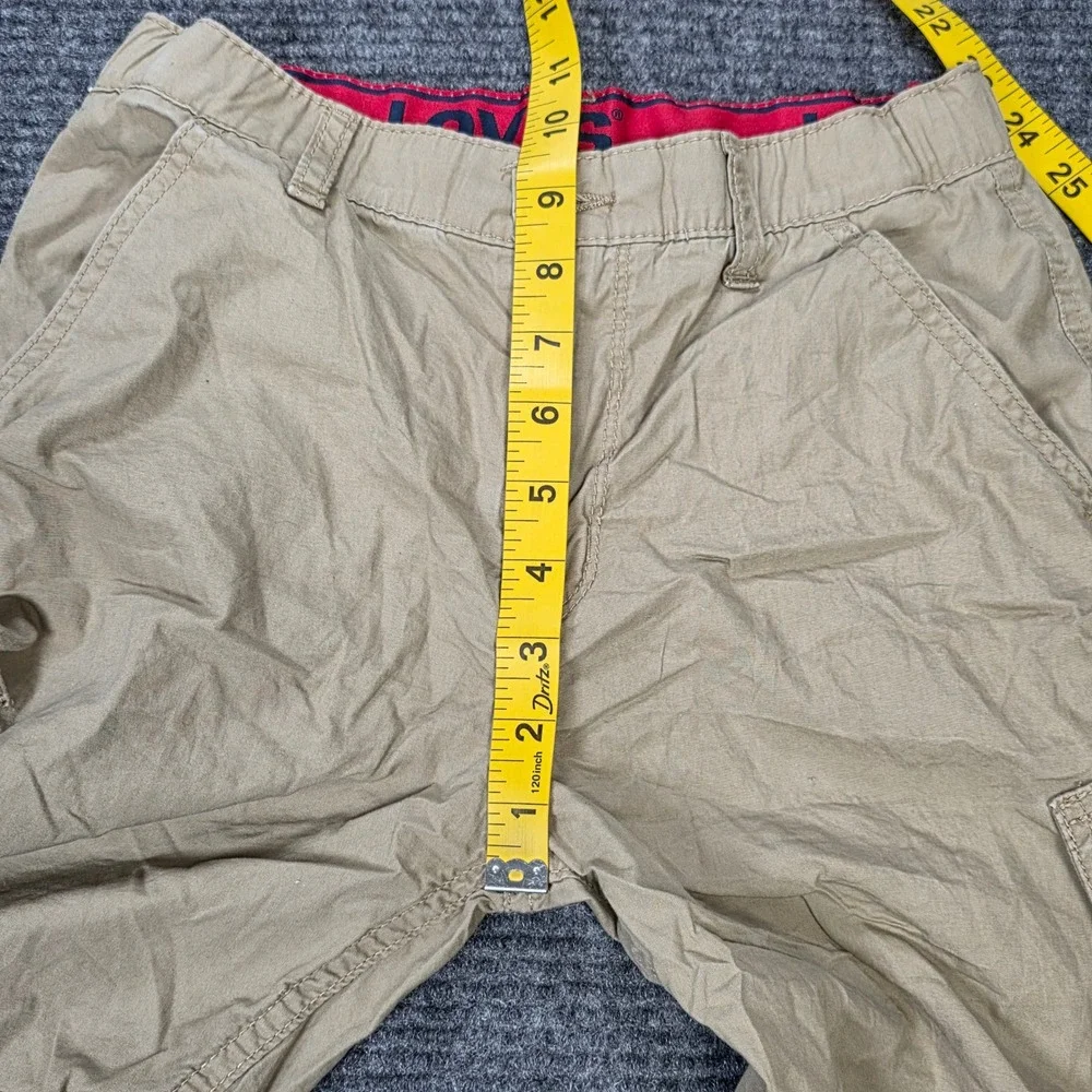 Levis Cargo Shorts Boy's Size 14 Regular Khaki Tan Cotton‎ Zip Elastic Waist